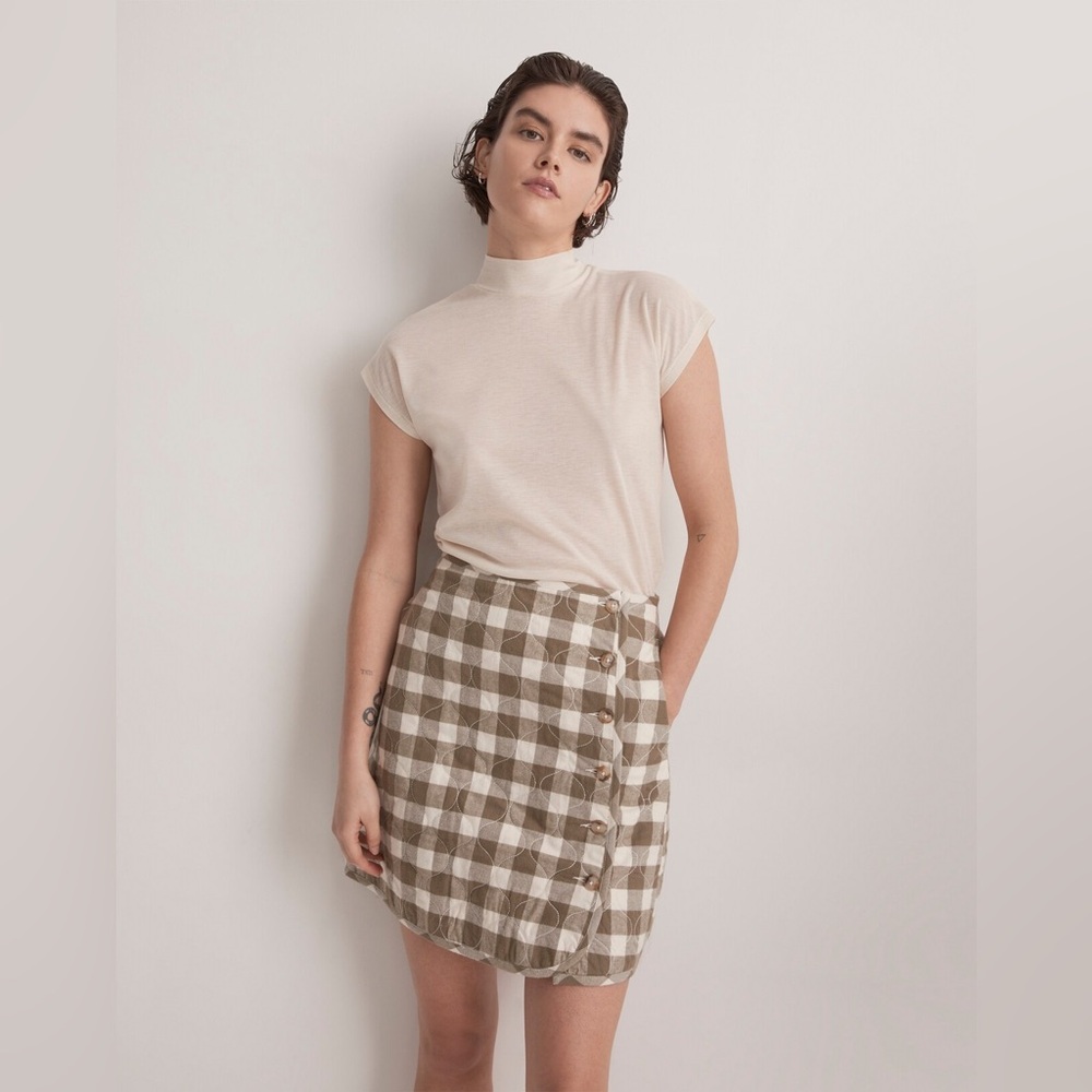 NWT Madewell Gingham Check Quilted Flannel Skirt Size 4